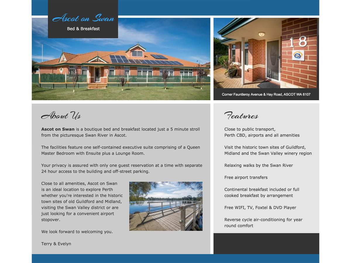 Ascot On Swan Bed & Breakfast Пърт Екстериор снимка
